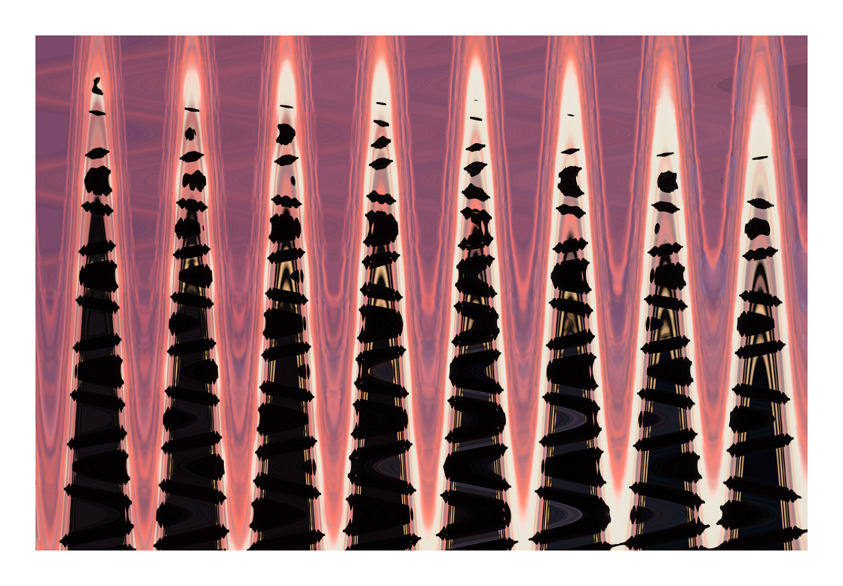 Manipulated image of a picket fence at sunset